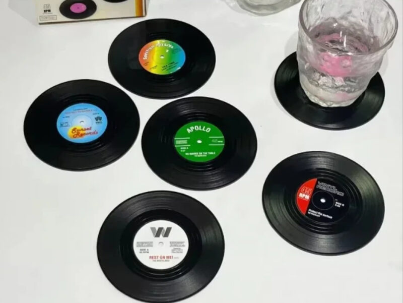 posavasos de discos de vinilo antiguo
