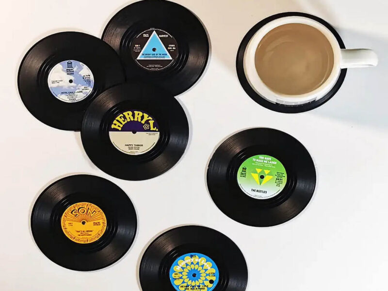 6 piezas posavasos de vinilo retro